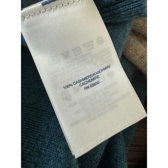 Lands End 100% Cashmere Sweater Women’s XS Beige Blue Turtleneck - Picture 7 of 7